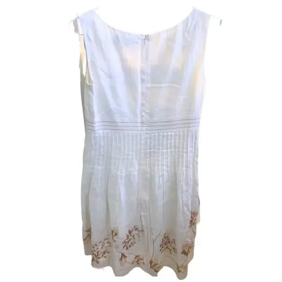 Antonio Melani Linen Sleeveless Floral Beige Cream Tan Shift Dress 6 Embroidery - Picture 12 of 14